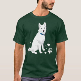 T-shirt Chou Sibérie Husky blanc doux chien des neiges