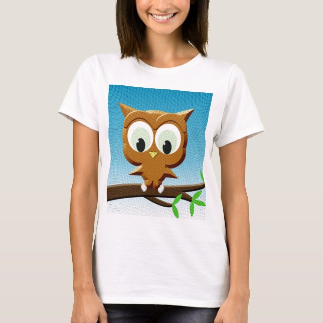 T-shirt Chouette à caricature au papier (Devant)