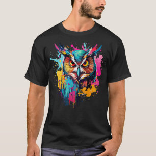 T-shirt Chouette à longue portée Aime l'art coloré