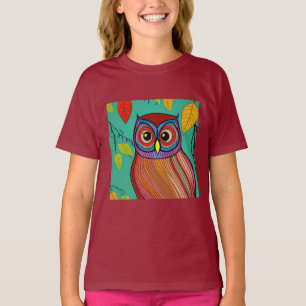 T-shirt Chouette Abstraite aux couleurs éclatantes