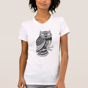 T-shirt Chouette Abstraite noire et blanche