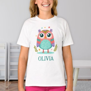 T-shirt Chouette bébé fantaisiste colorée mignonne