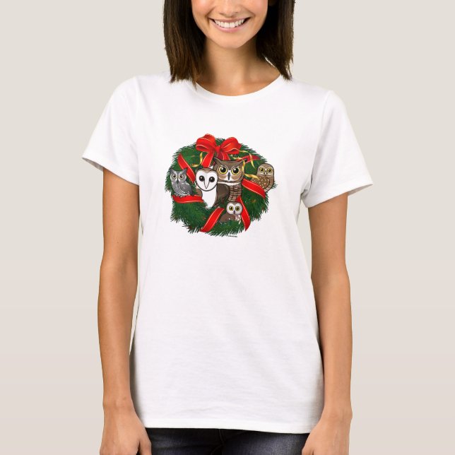 T-shirt Chouette Birdorable Couronne de Noël (Devant)