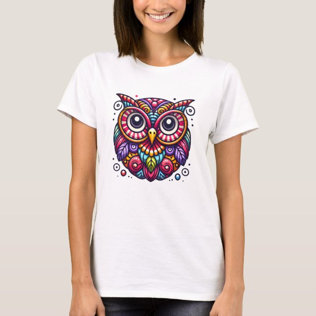 T-shirt Chouette colorée 2 (Devant)