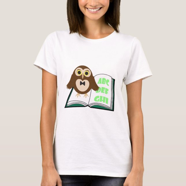 T-shirt Chouette cool avec Alphabet book Retour à l'école (Devant)