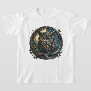 T-shirt Chouette Cybernétique Nature vs Technologie Steamp