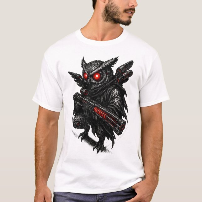 T-shirt Chouette Cyberpunk (furtive) (Devant)
