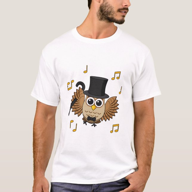 T-shirt Chouette dansante mignonne avec notes musicales De (Devant)