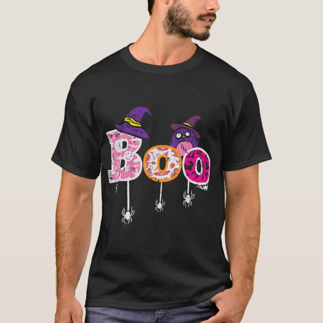 T-shirt Chouette d'araignée rose effrayant Costume d'Hallo (Devant)
