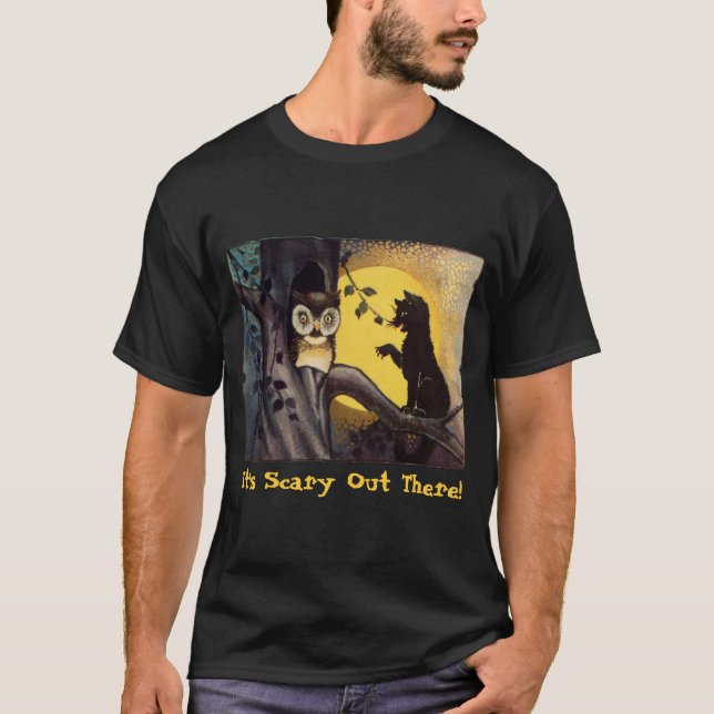 T-shirt Chouette d'avertissement pour chats Halloween Chem (Devant)