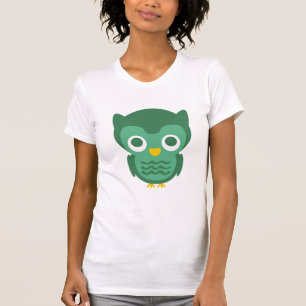 T-shirt Chouette De Cartoon Vert Et Jaune 2