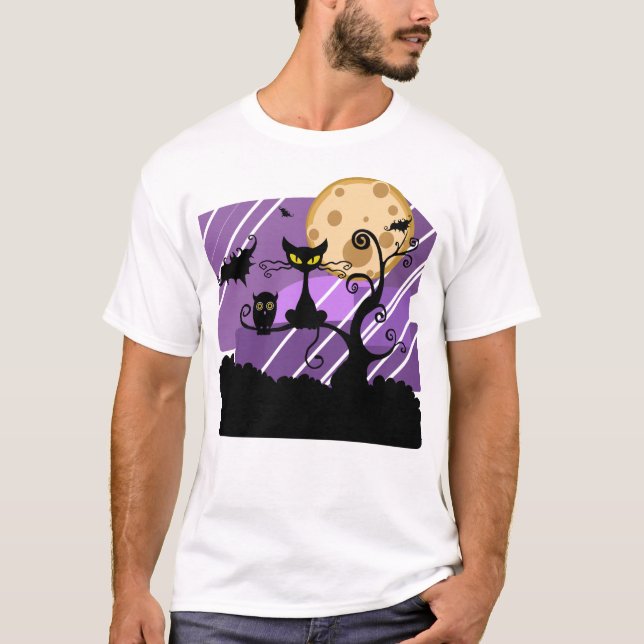 T-shirt chouette de chaton halloween  (Devant)