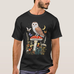 T-shirt Chouette de Cottagecore Lune Étoiles Vintages Natu