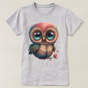 T-shirt Chouette de dessin adorable avec grands yeux et co