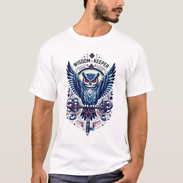 T-shirt Chouette de gardien de la sagesse avec clé (Devant)