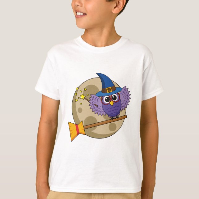 T-shirt Chouette de l'Assistant de dessin animé volant sur (Devant)