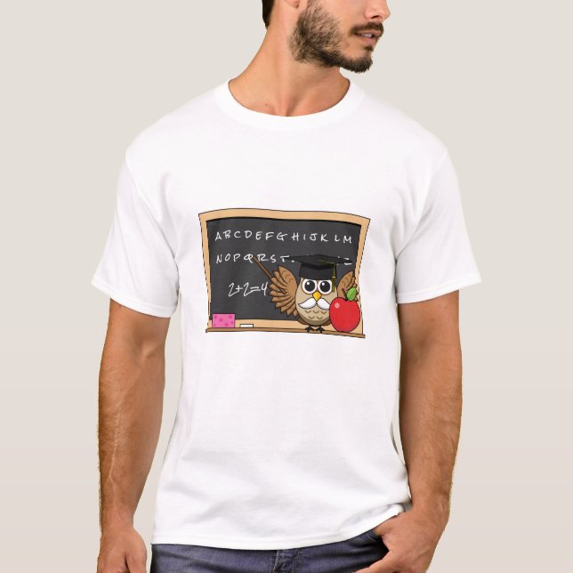 T-shirt Chouette de maître mignonne avec un dessin à la po (Devant)