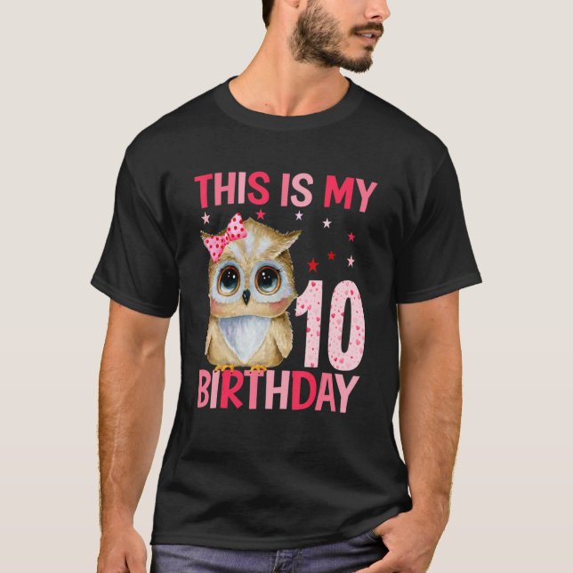 T-shirt Chouette des filles de 10 ans 10e anniversaire 1 (Devant)