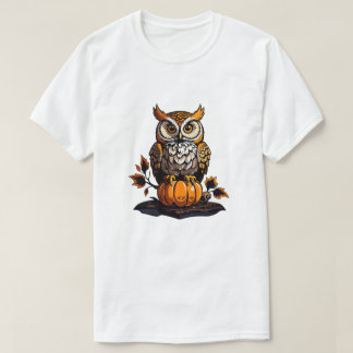 T-shirt Chouette d'Halloween avec citrouille