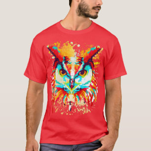 T-shirt Chouette Eau Couleur Art Design Oiseau