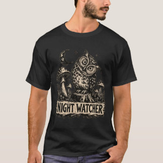T-shirt Chouette effraie veilleuse de nuit forestière vint