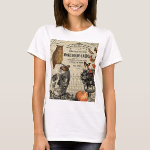 T-shirt Chouette et crâne vintage moderne d'Halloween