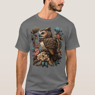 T-shirt chouette florale mignonne