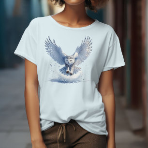 T-shirt Chouette harfang au milieu d'un plongeon en aquare