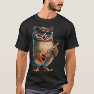 T-shirt Chouette jouant de guitare électrique Chouette ani
