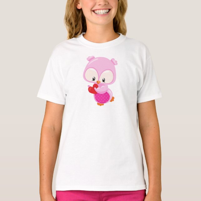 T-shirt Chouette mignonne, Petite Chouette, Coeurs, Chouet (Devant)