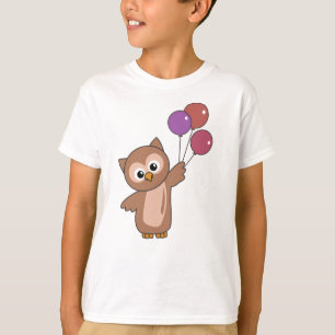 T-shirt Chouette Mouche Avec Ballons Animaux Sucrés Pour E