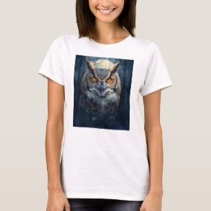 T-shirt Chouette mystique à l'aquarelle Chouette de lune