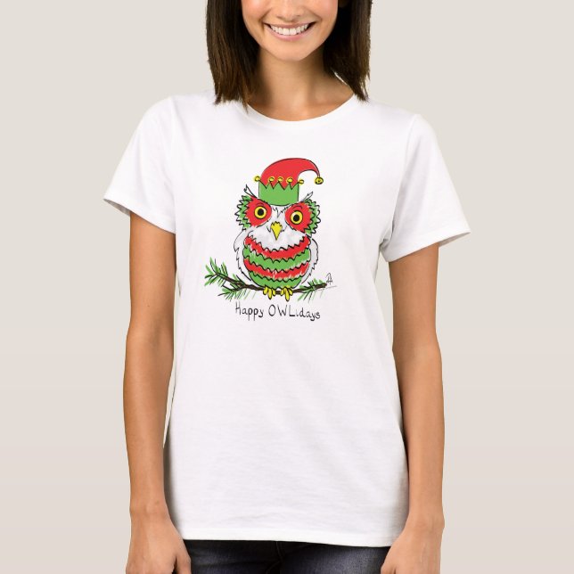 T-shirt Chouette Noël Mignonne Vacances amusantes (Devant)