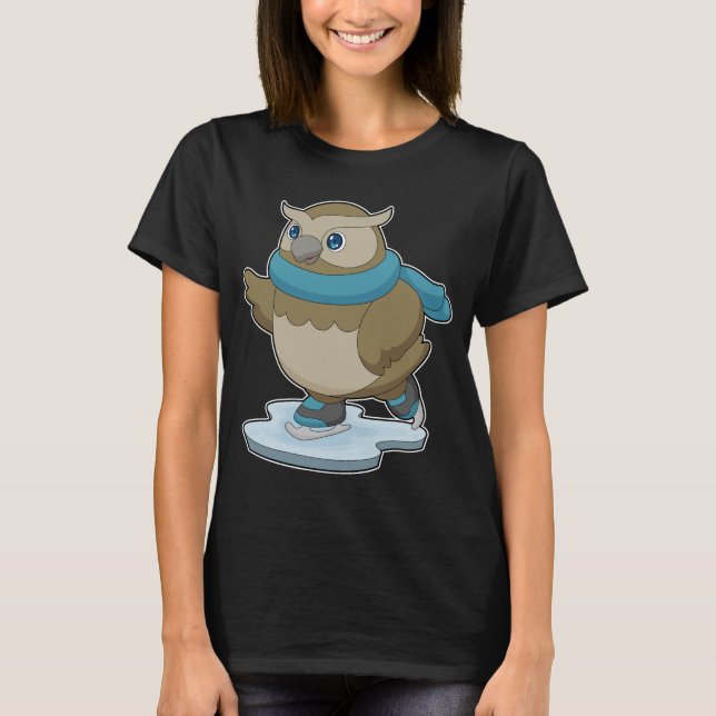T-shirt Chouette Patinage sur glace Patins sur glace (Devant)