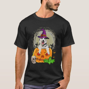 T-shirt Chouette Sibérie Husky Citrouille Halloween Chien