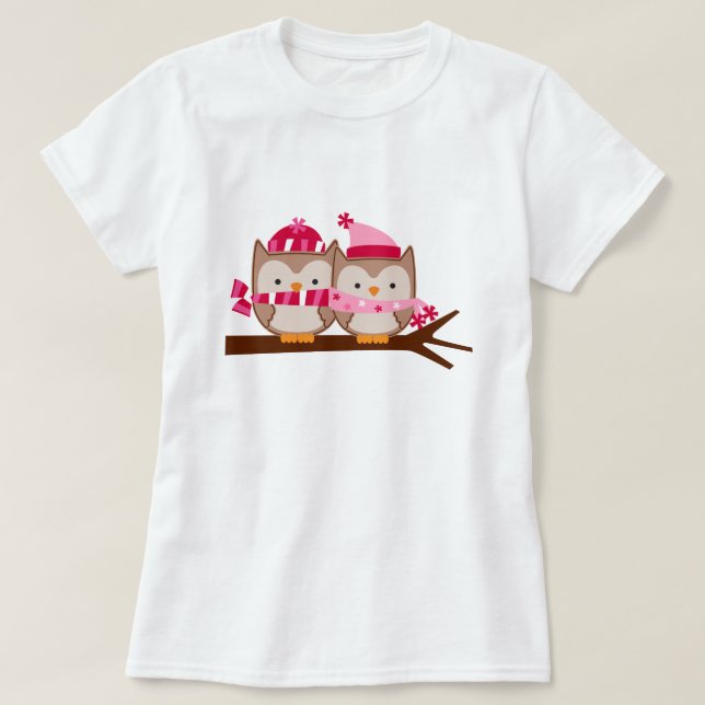 T-shirt Chouettes de la Saint-Valentin (Design devant)