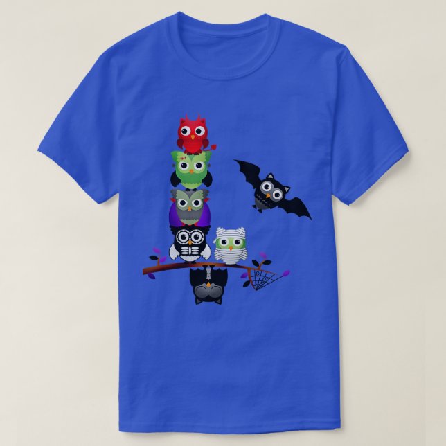 T-shirt Chouettes d'Halloween classiques monstres (Design devant)