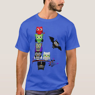 T-shirt Chouettes d'Halloween classiques monstres