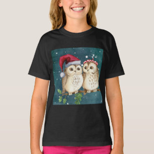 T-shirt Chouettes Noël Soirée Père Noël Casquette rouge