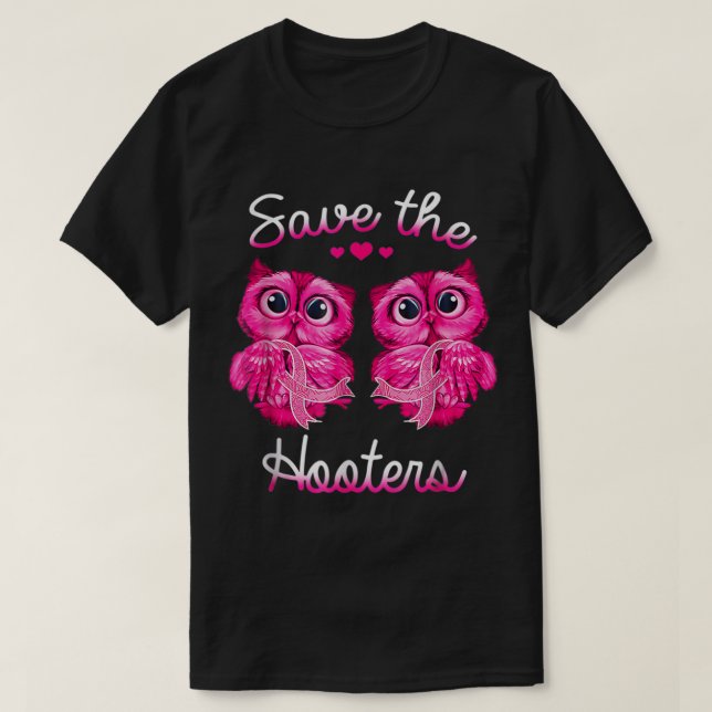 T-shirt Chouettes Sauver Un Hooters Pink Ribbon Cancer du  (Design devant)