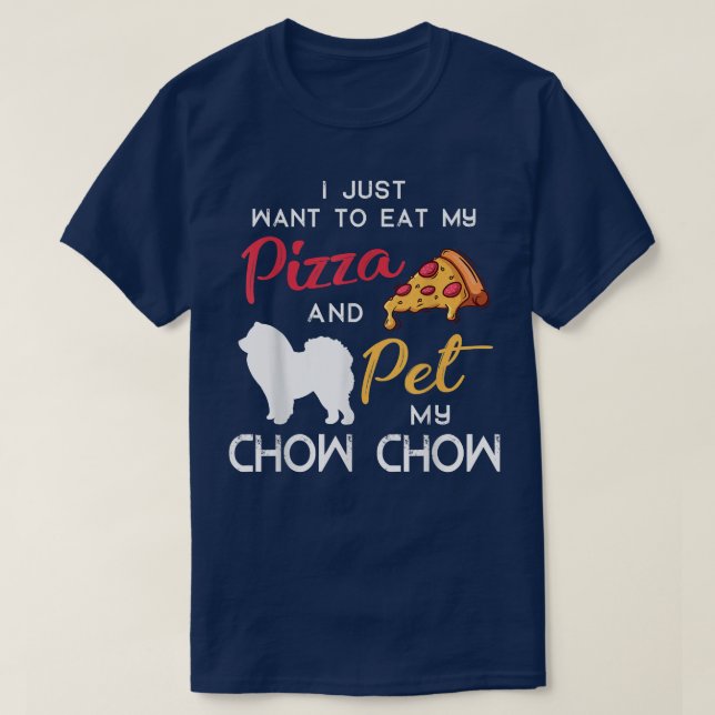 T-shirt Chow Chow Chien Pizza amant propriétaire Noël Anni (Design devant)