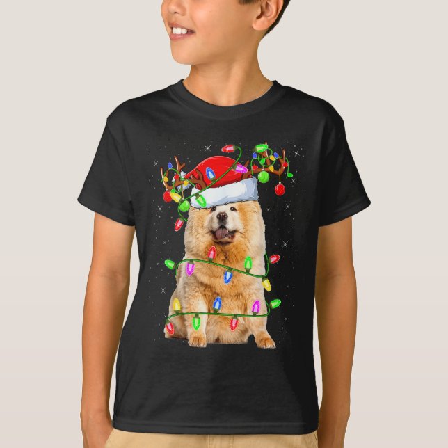 T-shirt Chow Chow Dog Lover Xmas Lighting Santa Chow Chow  (Devant)