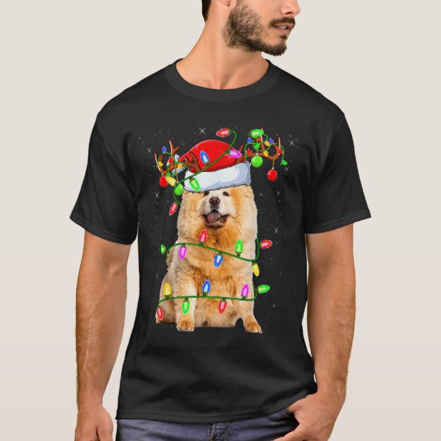 T-shirt Chow Chow Dog Lover Xmas Lighting Santa Chow Chow  (Devant)