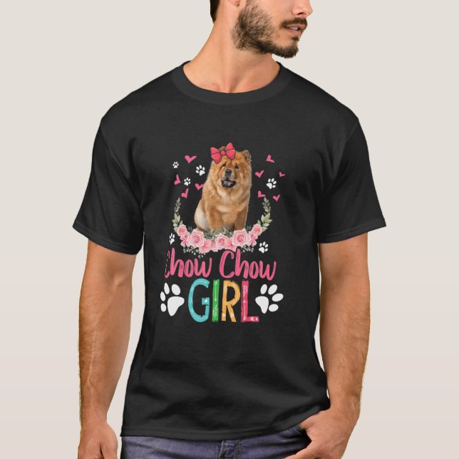 T-shirt Chow Chow Girl Funny mignonne Chow Chow Fleurs de  (Devant)