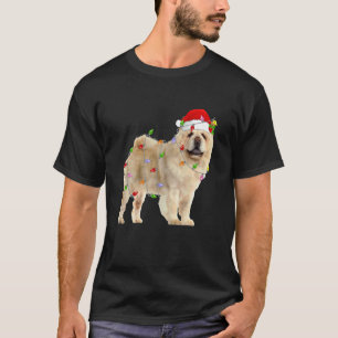 T-shirt Chow Chow Noël Chapeau de Père Noël Lumières Drôle