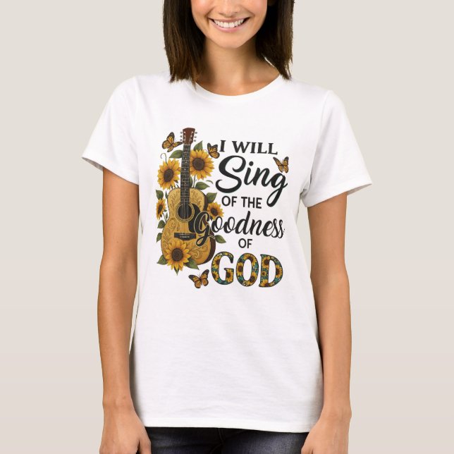 T-shirt chrétien de la Guitare de tournesol (Devant)