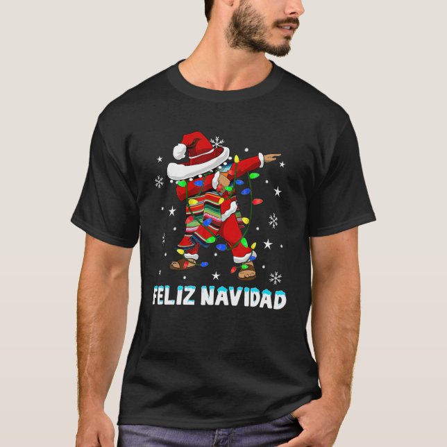 T-shirt Chrétien espagnol mexicain de Dabbing Santa Feliz  (Devant)