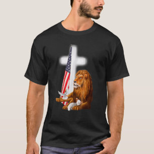 T-shirt Chrétien Patriotique Lion Et Agneau Crochet