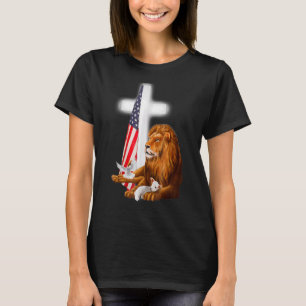 T-shirt Chrétien Patriotique Lion Et Agneau Crochet