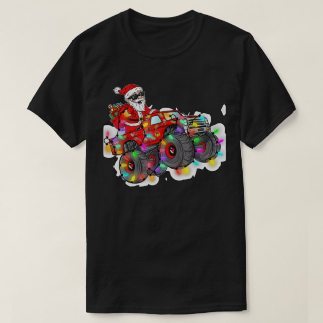 T-shirt Chrismas Sana Claus équitation Monser ruck Boys Ki (Design devant)